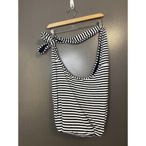 Old Navy Hobo Bag Womens One Size Navy White Stripe Knot Shoulder Slouchy Tote